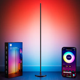 Ailofy corner floor lamp displaying vibrant color spectrum for ambient lighting