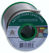 AIM Artist Pure Lead-Free solder bead on stained glass projects with smooth flow.