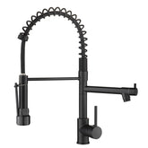 AIMADI black kitchen faucet sprayer close-up showing smooth operation for quick cleaning.