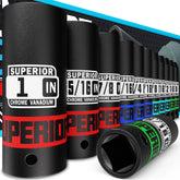 Aiourx 12-piece drive socket set with SAE deep sockets for versatile projects.