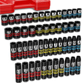 Aiourx 50-piece one-quarter drive socket set with SAE and metric sizes for versatile repairs.