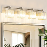 Aipsun brushed nickel vanity light front view with crystal accents, modern look