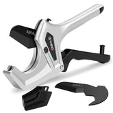 AIRAJ Ratchet PVC Pipe Cutter front view shows durable aluminum body and solid grip for tough jobs.