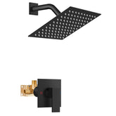 Airuida 8-inch square matte black shower head with wide rain coverage
