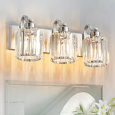 Aixialin vanity light with crystal round shade enhances bathroom ambiance with sparkling clarity