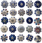 Ajuny ceramic blue knob with glossy finish on a cabinet for cohesive décor