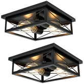 AKAARI farmhouse ceiling light in black, two-pack for cohesive hallway lighting.