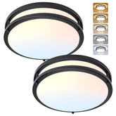 AKAARI flush-mount dual-ring light with 12inch diameter for glare-free living room illumination