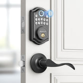 AkaGear DS10 front-door lock with matte black finish for secure, keyless entry