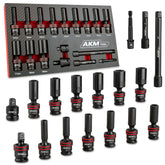AKM TOOL universal impact socket with swivel head reaching tight bolts.