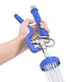 Akwadu pre-rinse sprayer head blue for efficient cleaning at commercial sinks.
