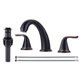 Aleasha bathroom faucet 3 hole widespread with oil rubbed bronze resists scratches and rust.
