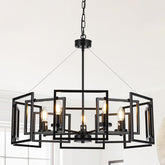 ALIYIQI 5-light black geometric chandelier over dining table with balanced illumination