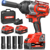 Alloyman cordless impact wrench shows torque-900ft-lbs for stubborn bolts.