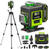 Alloyman Laser Level with Tripod shows 360° rotation for precise alignment.