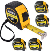 ALLWIN 5-pack 25 ft tape measure with high-visibility blade for quick measurements