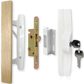 ALLYWASAI patio door handle front view showing durable white lock set