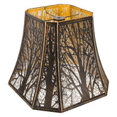 ALUCSET square-cut corner lampshade with forest pattern adds vintage charm.