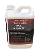 Aluminum Oxide 80 Grit media bag showing dense, angular particles for deburring.