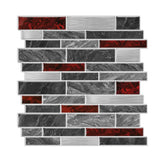 Alwayspon black-red marble vinyl tiles pack for kitchen backsplash with easy peel-and-stick.