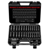 ALWORKKIT 1/2in drive socket set in case showing complete SAE and metric options.