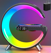 ALYNIC Smart Table Lamp front view with integrated wireless charger for convenient bedside charging.
