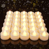 Amagic 30Pcs flickering tea lights create realistic candle glow for elegant wedding tables