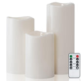 Amagic 4x6 inch ivory flameless candle for porch ambience and safe outdoor use.