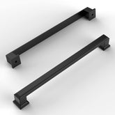 Amerdeco 10-pack matte black cabinet pulls with 6.3 inch centers for easy upgrades.