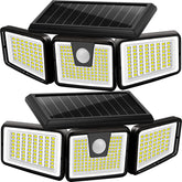 AmeriTop outdoor solar lights with four heads provide broad entryway coverage.