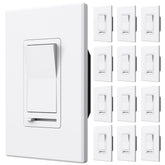 Amico 12-pack dimmer switch front view with white finish for easy wiring