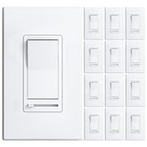 Amico 12-pack dimmer switch front view with wall plate for easy installation.