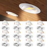 Amico 12-pack 4-inch gimbal downlights installed in ceiling for versatile room illumination.