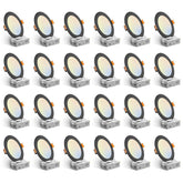 Amico 24-pack six-inch black downlight front view showing sleek profile and color temperature options