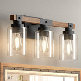 Amico 3-light farmhouse vanity fixture front view with rustic charm