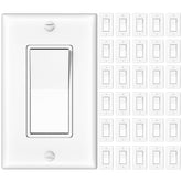 Amico single-pole light switch with wall plate for reliable residential and commercial control.