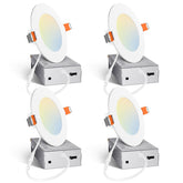 Amico 4-pack four-inch ultra-thin downlight, front view, blends with ceiling for clean lighting
