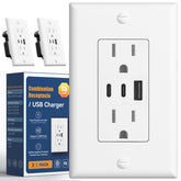 Amico 6.0A USB outlet front plate with 2C1A ports for multi-device charging.