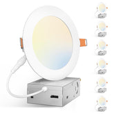 Amico 6-pack 5-inch recessed light with junction box for easy installation.
