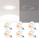 Amico six-pack recessed lights with baffle trim, ideal for clean ceiling aesthetics and even kitchen lighting