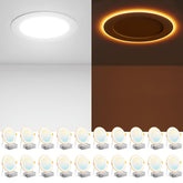 Amico 6 inch LED recessed light in night light mode for soft amber glow in bedrooms and hallways.