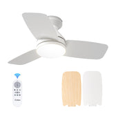 Amico 30-inch ceiling fan with light in a compact room, energy efficient.