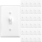 Amico toggle light switch white front view, ideal for living rooms and bedrooms.