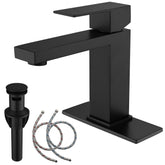 AmirLans AML-1141-BK faucet on sink with matte black single-hole design for a modern bathroom.