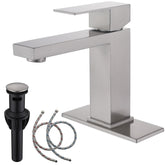 AmirLans single-hole faucet in brushed nickel for a modern bath update