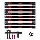 AMM 8-piece magnetic tool strip mounted on wall for easy tool access.