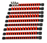 AMM 9-Piece Socket Organizer rail with 1/2-inch drive section for quick access.