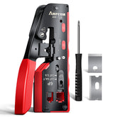 AMPCOM AM-728RD pass-through RJ45 crimp tool in full view for efficient terminations