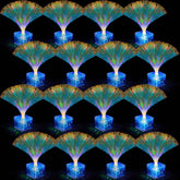 Amylove 16-pcs mini fiber optic lamps with blue base for weddings and parties.