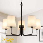 AMZASA farmhouse chandelier arm-assembly showing adjustable arms for ceiling mount